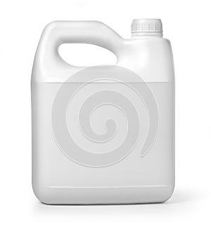 Plastic canister on white