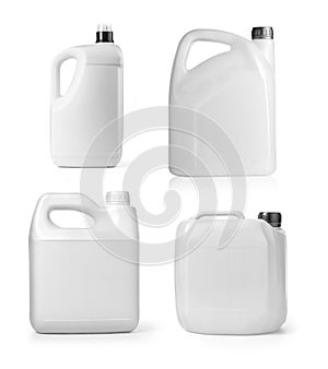 Plastic canister on white