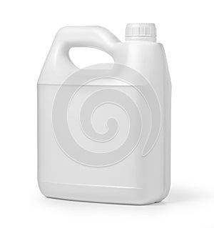 Plastic canister on white