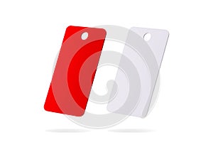 Plastic card isolated on white background. Price tag or hanging label for your design.  Clipping paths or cut out object for