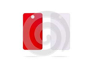 Plastic card isolated on white background. Price tag or hanging label for your design.  Clipping paths or cut out object for