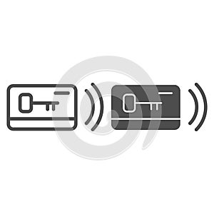 Plastic card key line and glyph icon. Access vector illustration isolated on white. Electronic lock outline style design