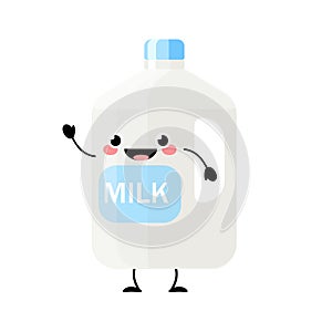 Plastic Carton of milk vector characters isolated on white background. Kawaii milk