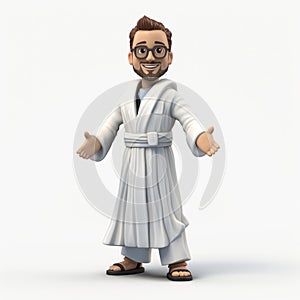 Plastic Cartoon 3d Render Of Harper In Robe - Full Body