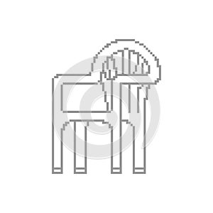 Plastic chair Pixel art. Summer furniture 8 bit. digital vector photo