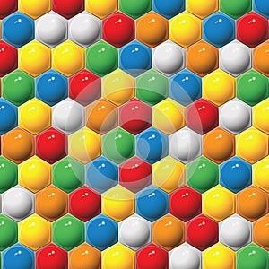 Plastic children's hexagon mosaic. Vector background.