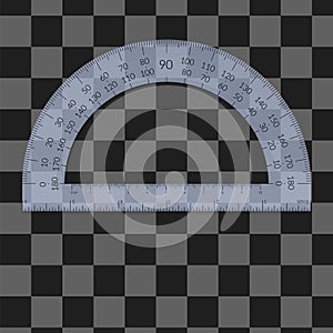 Plastic circular protractor with a ruler