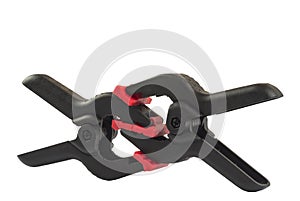 Plastic clamps on white background