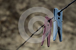 Plastic clips to hang freshly washed clothes