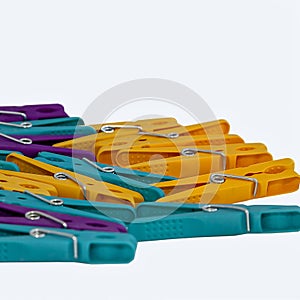 Plastic Clothes Pegs. Close-Up