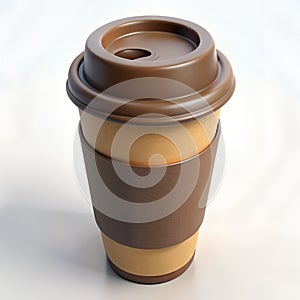 A Plastic Coffee Cup 3D Illustration.