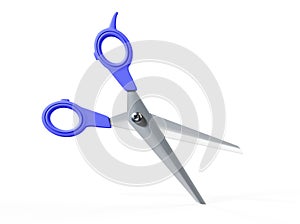 Plastic Colorful scissor isolated on white 3d render