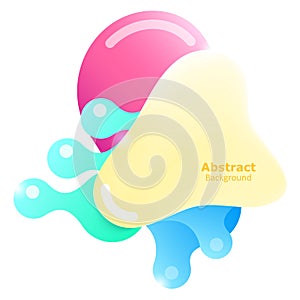 Plastic colorful shapes. Fluid multicolor banner. Abstract background