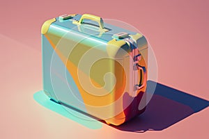 Plastic colorful suitcase for travel. Summer vacation and leisure concept created with ai generative tools