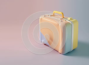 Plastic colorful suitcase for travel. Summer vacation and leisure concept created with ai generative tools