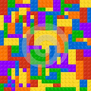 Plastic construction blocks seamless pattern background. Vector illustration colorful game brick construct toy.