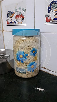 Plastic container filled with eatables