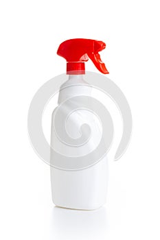 Plastic container for liquids with vaporizing valve. Spray. Isolated white background