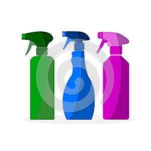 Plastic container, spray bottle flat vector illustration, icon