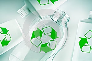 Plastic containers with recycle symbol