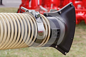 Plastic corrugated pipes in agricultural or industrial machinery. Part of hydraulic or pneumatic equipments