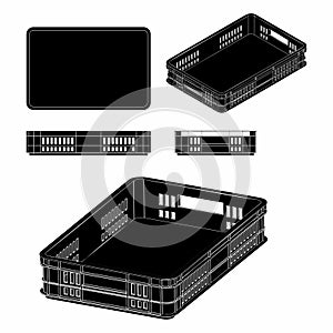 Plastic crate black fill