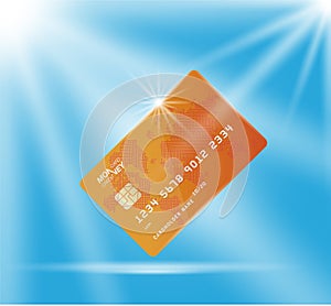 Plastic credit card. Front side of the card with digital world map. Vector illustration EPS 10