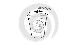 Plastic cup of limonade icon animation
