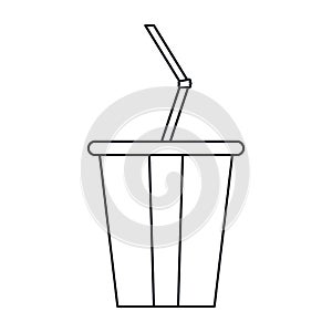 Plastic cup soda with straw drink american football outline