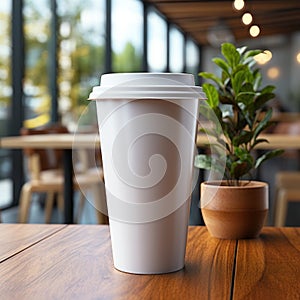 Plastic cups on plain white frosted background in cafes and supermarkets