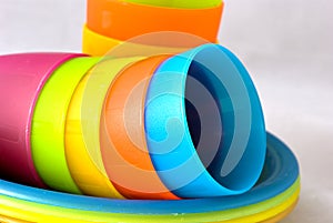 Plastic cups and plates