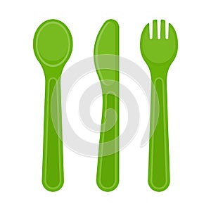 Plastic cutlery isolated on white