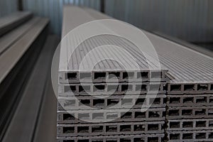 A plastic deck board is in stock. warehouse space