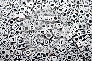 Plastic dice, cubes with letters image photo