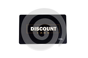 Plastic discount card close-up on a white background