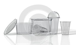 Plastic dishes. 3D Illustration