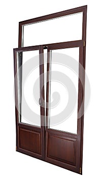 Plastic Double Glazing Window, color dark mahogany, tilted in v