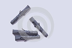 Plastic dowels  on white background.