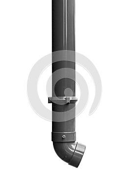 A plastic downpipe for draining rainwater from the roof, isolated on white background