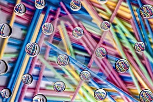 Plastic drinking straws,macro,water-drops