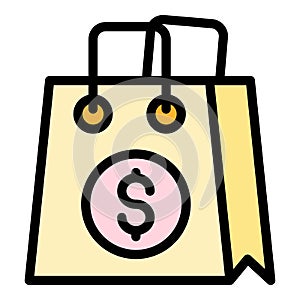 Plastic duty free bag icon color outline vector