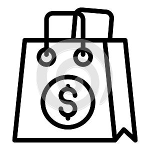 Plastic duty free bag icon, outline style