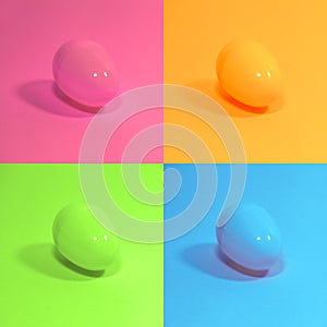 Plastic Easter Eggs in fluo colors ton sur ton collection