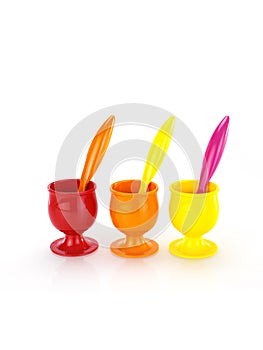 Plastic egg holders on isolated background