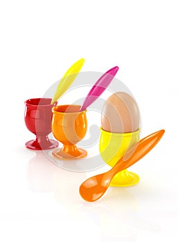 Plastic egg holders on isolated background