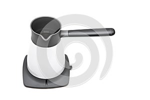 Plastic electric coffee maker on isolated white background. Coffee Maker