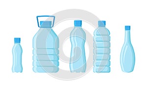 Plastic Empty Volume Bottles Vector Isolated Set