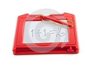 A plastic erasable drawing board