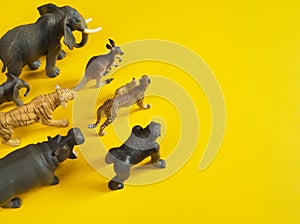 Plastic figurines of animals in hot countries