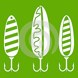 Plastic fishing lure icon green